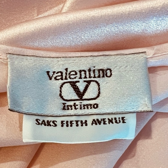 VALENTINO INTIMO For Saks Vintage Pink Satin Ribbon & Lace Detail Robe Size L - Picture 7 of 9